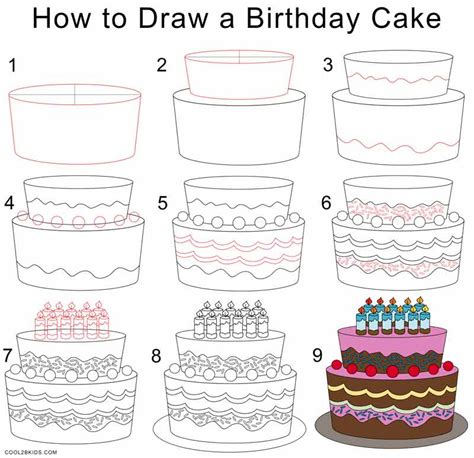 How To Draw A Birthday Cake Step By Step Pictures