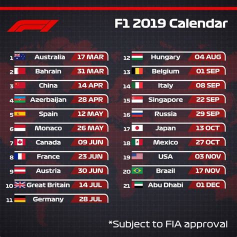 Check out all the latest details on how to watch formula 1 in 2021 with our f1 calendar including tv and live stream details for every grand prix this year. 2019 F1 Calendar | Formula 1 Amino