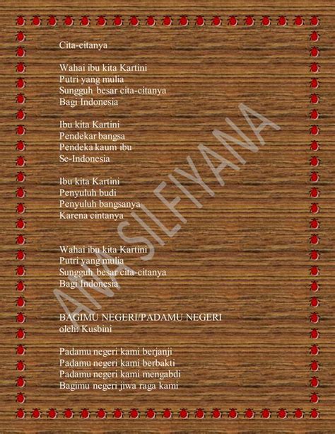 Kumpulan Lirik Lagu Wajib Kebangsaan Indonesia Pdf