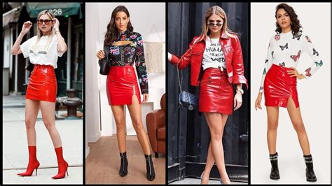 Sexy Red Leather Mini Skirts Outfits And Styling Ideas For Girls