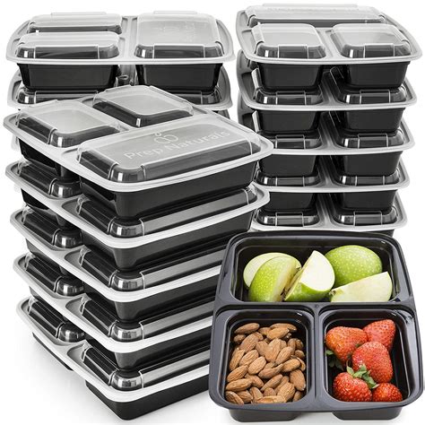 Buy Meal Prep Containers 3 Compartment Plastic Food Containers For Meal Prepping Divided