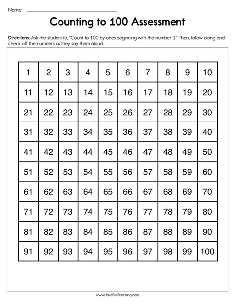 Counting Numbers To 100 Worksheet