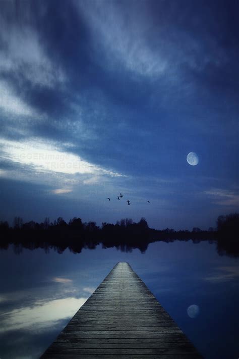 Blue Lake At Night Trigger Image