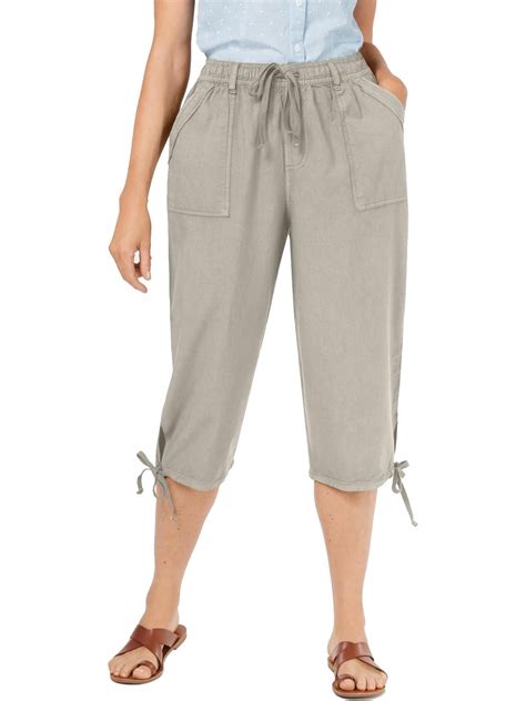 Karen Scott Womens Cotton Knit Capri Pants Beige M Walmart Com