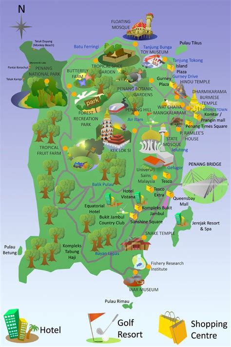 Penang Map With Tourist Spots Malaycece Images And Photos Finder