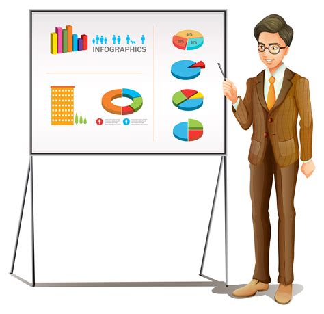 Businessman Presenting Graphs On The Board 607881 Vector Art At Vecteezy