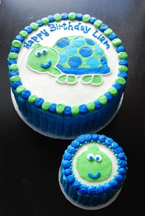 Turtle Cake With Mini Smash Cake By Razzberry Cakes Turtle Birthday
