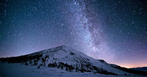 Twinkling Milky Way Above The Snowy Peaks Of The Carpathian Mountains
