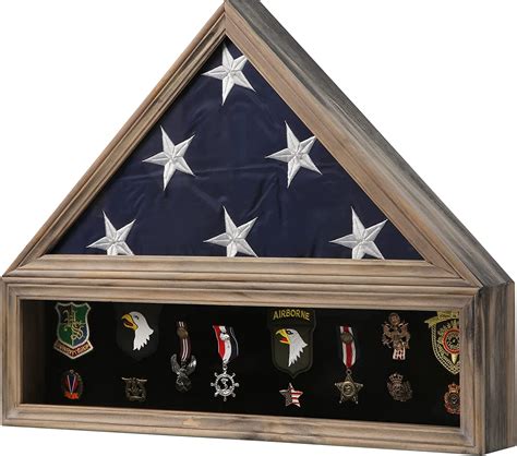 Zmiky Veteran Burial Flag Display Case American Flag Solid Wood Display
