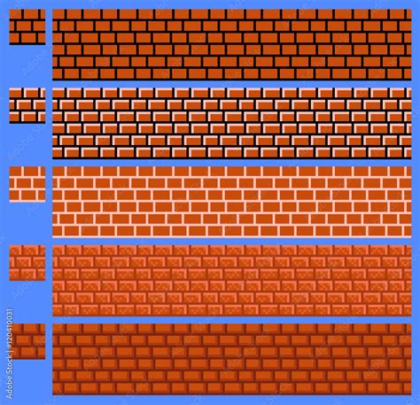 Texture For Platformers Pixel Art Vector Brick Wall Vector De Stock