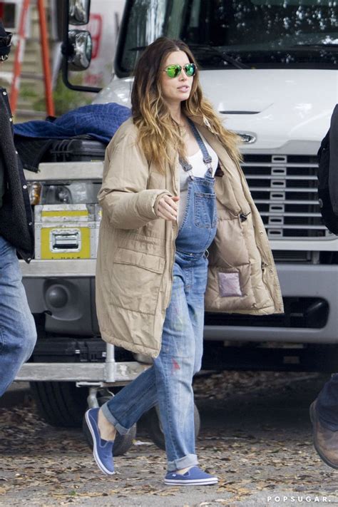 Jessica Biel Pregnant In Overalls Popsugar Celebrity Photo 7