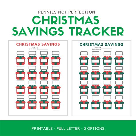 Christmas Savings Tracker Goals Sheets Printable Digital Etsy