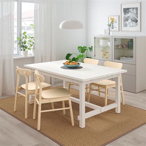 RÖNNINGE NORDVIKEN table and 4 chairs white birch 152 223x95 cm