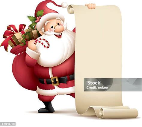 Santa Claus Holding Paper Scroll Stock Illustration Download Image