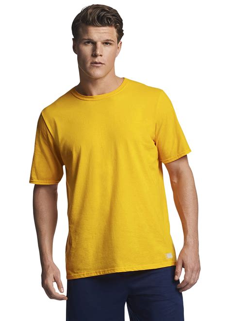 russell athletic cotton performance short sleeve t shirt in gold