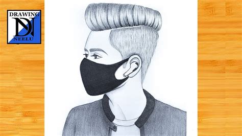 How To Draw A Boy Wearing Mask Boy With Mask Pencil Sketch For