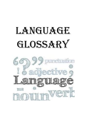 English Language Glossary Of Terms Teaching Resources