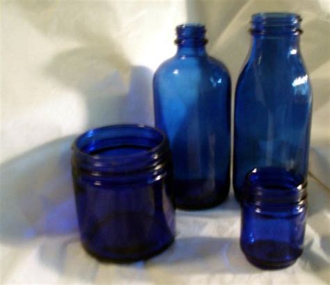Vintage Glass Bottles Ocean Blue Sparkling Cobalt Blue Bottles Etsy Blue Bottle Colored