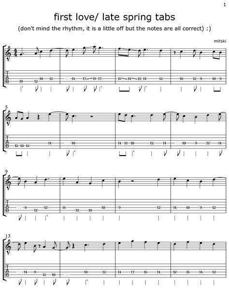 First Love Late Spring Tabs Sheet Music For Classical Guitar