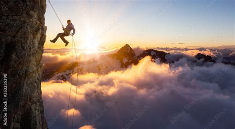 Epic Adventurous Extreme Sport Composite Of Rock Climbing Man