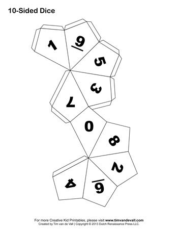 sided dice  tabs tims printables