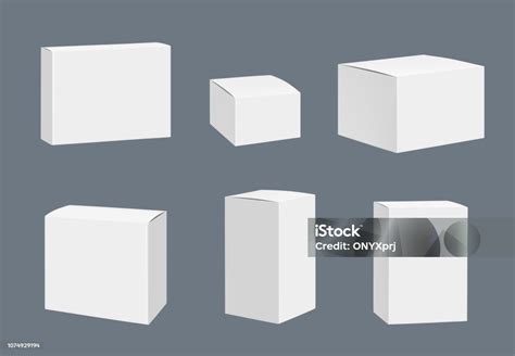 Blank Packages Mockup Quadrate White Closed Boxes Containers Vector