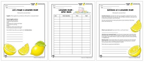 10 lemonade stand worksheets math business plan budgeting etc