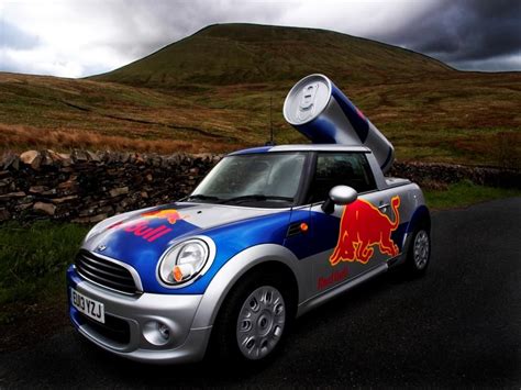 Completed Red Bull Mini In Front Of Pendle Hill Bull Vehicles Mini