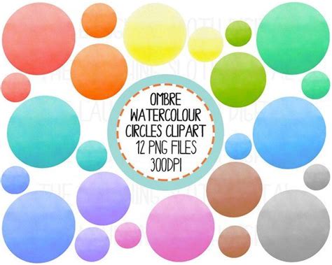 Ombre Watercolour Circle Clipart Background Clipart Digital Etsy Uk