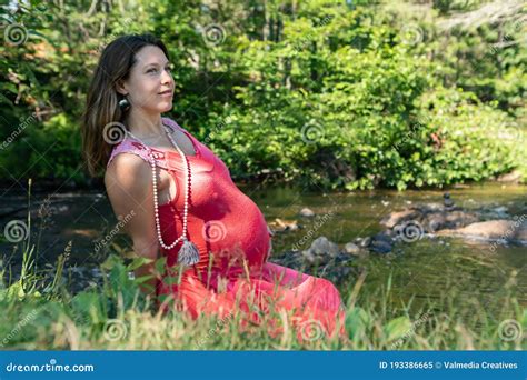 pregnant woman posing in the woodlands stock image image of nature current 193386665