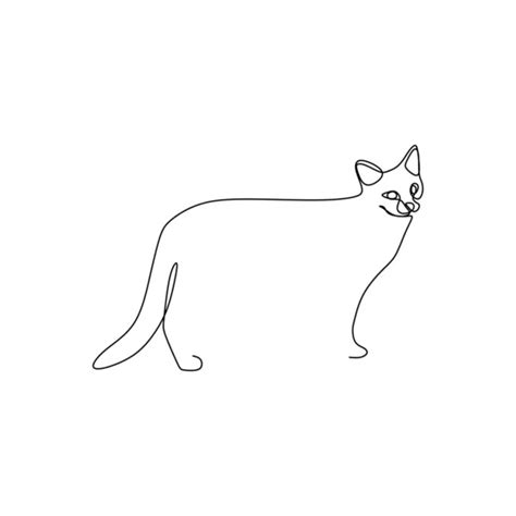 Continuous Line Drawing Cute Cat Cat One Line Drawing Minimalist Stock