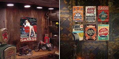 Garage Sexy Girl Sign Plaque Metal Vintage Car Repair Man Cave Wall Art