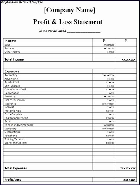 14 Simple Profit And Loss Template Excel Excel Templates