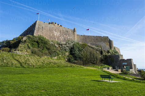 United Kingdom Channel Islands Jersey Castle Of Mont Orgueil Stock Photo