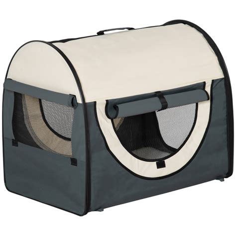 Pawhut 70cm Foldable Pet Carrier Portable Pet Crate For Cats