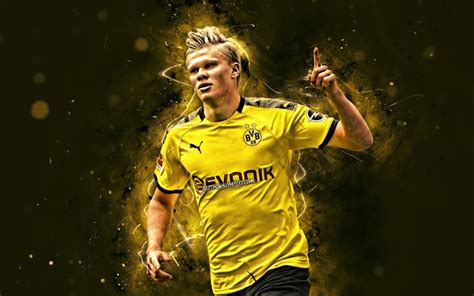 The norwegian international struck again for his second game with borussia dortmund. Download wallpapers Erling Haaland, 4K, joy, Borussia ...