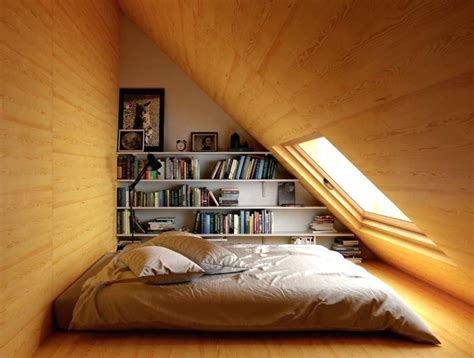 Slanted ceiling room design & decorating ideas. Image result for very low ceiling attic with skylights ...