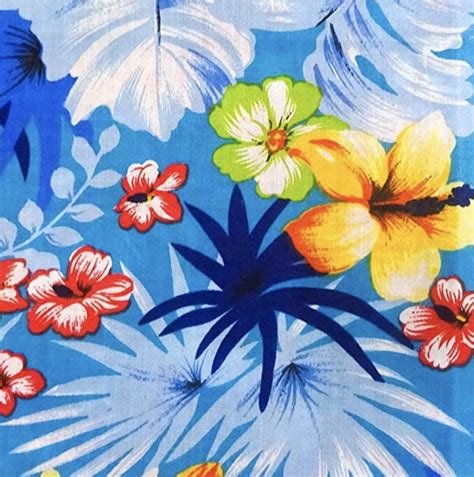 Hawaiian Floral Print Poly Cotton Fabric By The 5 10 15 And 20 Yard