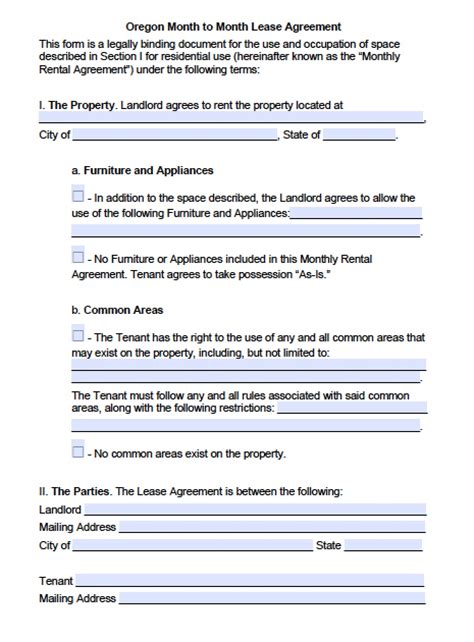 Free Oregon Rental Lease Agreement Templates Pdf Word