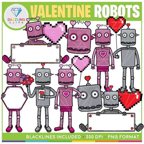 Valentine Robots Clip Art Valentines Robots Clip Art Valentine