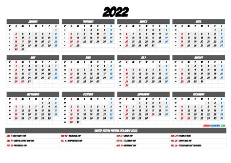 This printable calendar plays an important role in managing the affairs of home, office, and school. 2022 Calendar Printable pdf - 9 Templates - Free Printable 2021 Calendar with Holidays Monthly ...