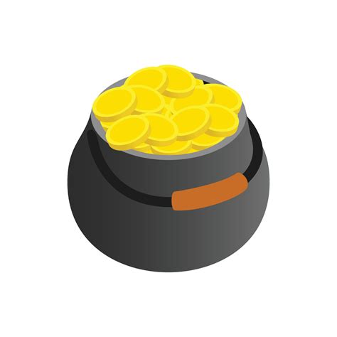 Pot Full Of Gold Coins Isometric 3d Icon 14169345 Vector Art At Vecteezy