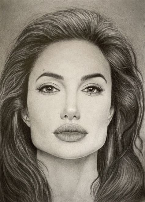 Angelina Jolie👄 Portrait Drawing Angelina Jolie Face Drawing