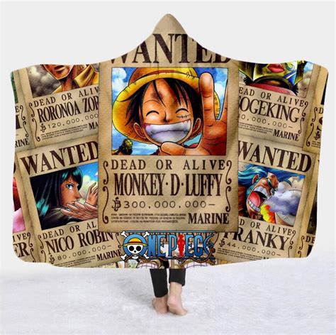 Anime One Piece Wanted Wearable Blanket Free Shipping