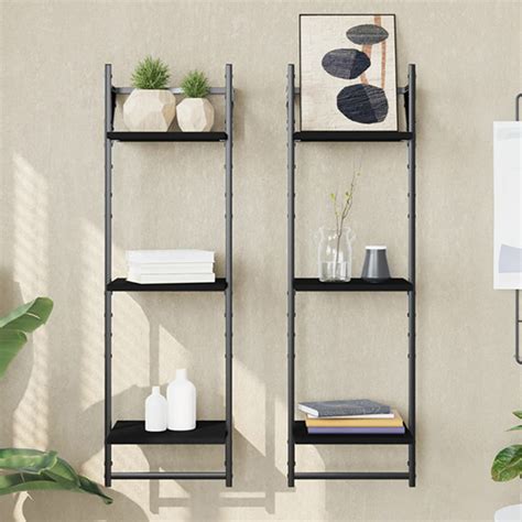 Andreas Wall Mounted Shelving Unit In Sand Oak 9 Compartment