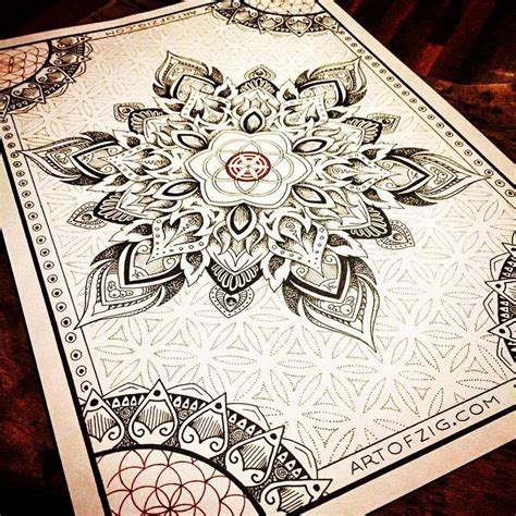 Sacred Geometry Flower Of Life Mandala Dotwork Art Print Wall Etsy