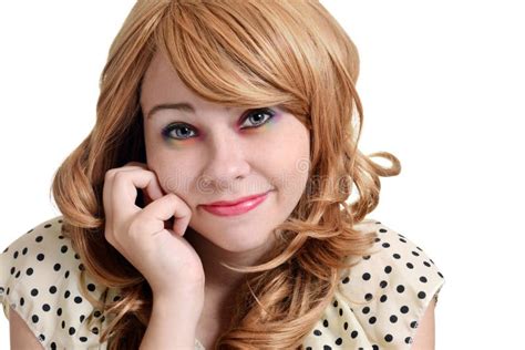 Menina Adolescente Com Sombra Para Os Olhos Colorida Imagem De Stock