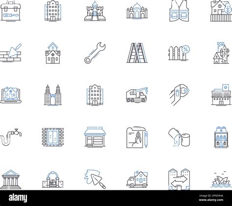 Crane Line Icons Collection Hoist Lifting Construction Rigging