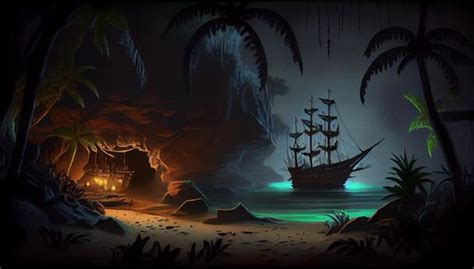 Free Vectors Pirate Ship Background Rpg Illustration