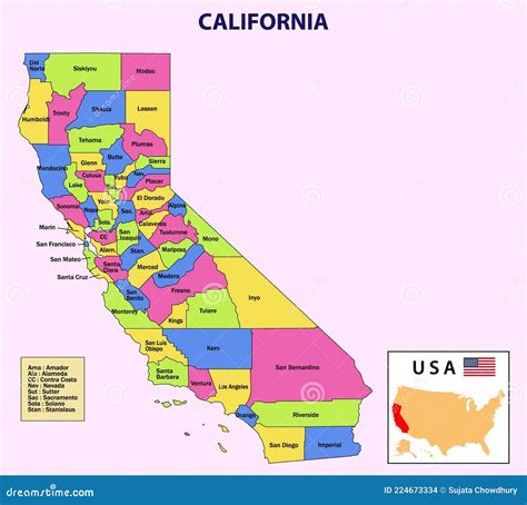 mapa de california mapa estatal y de distrito de california mapa administrativo y político de